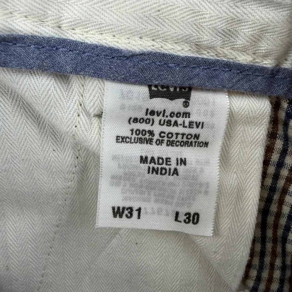 Levis Original Product Pants Mens 31x30 Brown‎ Check Chino Straight Leg Plaid